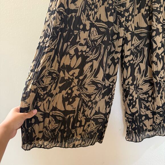 Jonathan Simkhai Floral Black & Tan chiffon pleated Flowy pants sz S - Picture 13 of 14